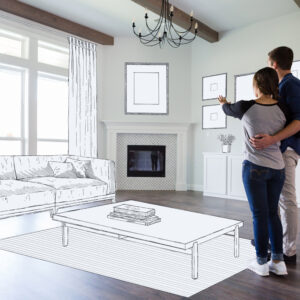 Couple dream in their new home Home Sweet Home